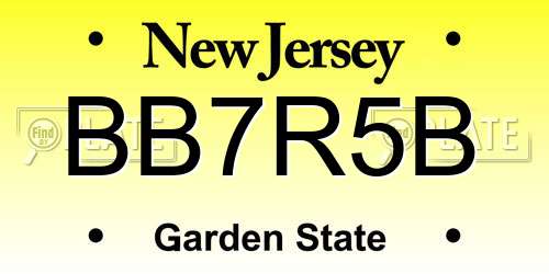 BB7R5B New Jersey License Plate