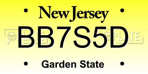 BB7S5D New Jersey License Plate