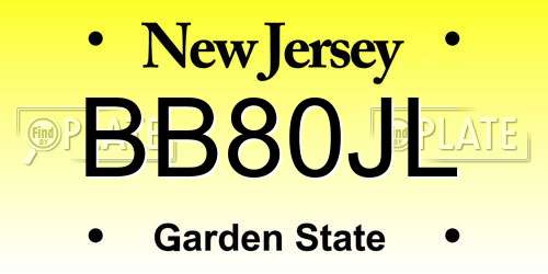 BB80JL New Jersey License Plate