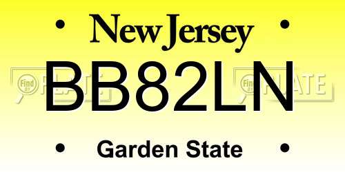 BB82LN New Jersey License Plate