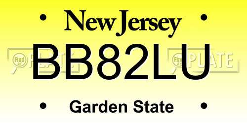 BB82LU New Jersey License Plate