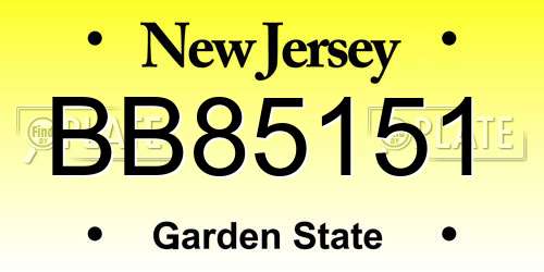 BB85151 New Jersey License Plate