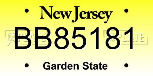 BB85181 New Jersey License Plate