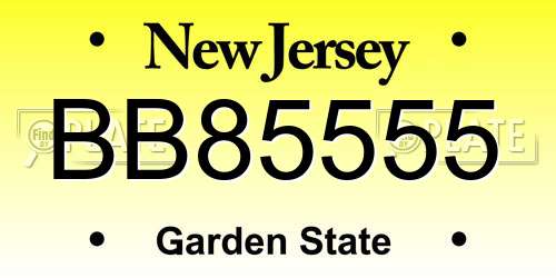 BB85555 New Jersey License Plate