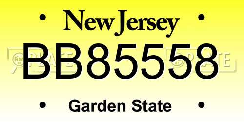 BB85558 New Jersey License Plate