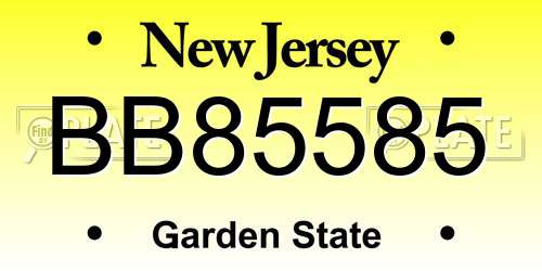 BB85585 New Jersey License Plate