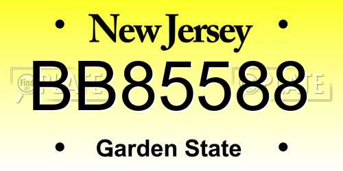 BB85588 New Jersey License Plate