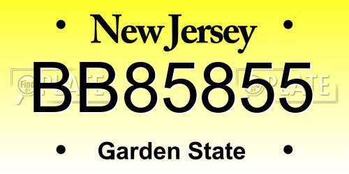 BB85855 New Jersey License Plate