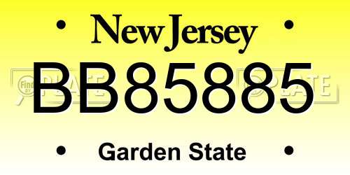 BB85885 New Jersey License Plate