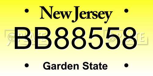 BB88558 New Jersey License Plate
