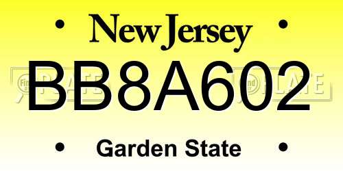 BB8A602 New Jersey License Plate