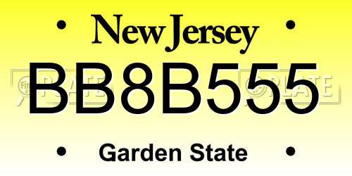 BB8B555 New Jersey License Plate