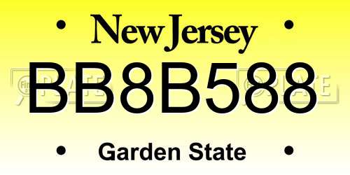 BB8B588 New Jersey License Plate