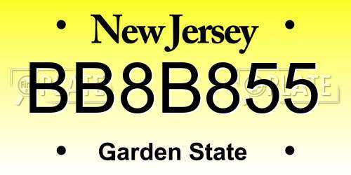 BB8B855 New Jersey License Plate