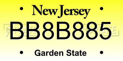 BB8B885 New Jersey License Plate