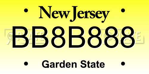 BB8B888 New Jersey License Plate