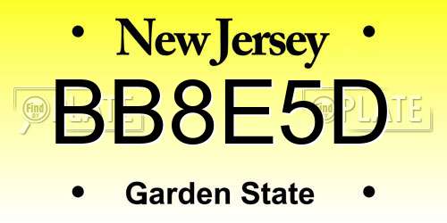 BB8E5D New Jersey License Plate