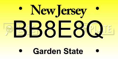 BB8E8Q New Jersey License Plate