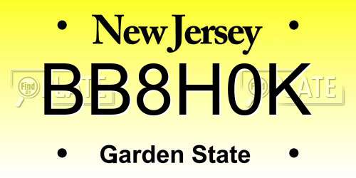 BB8H0K New Jersey License Plate