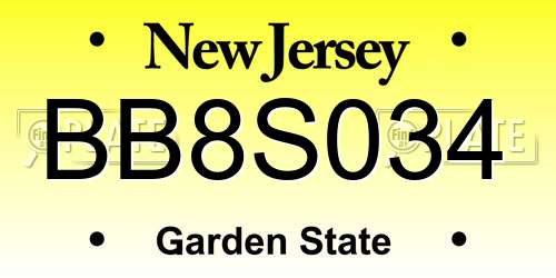 BB8S034 New Jersey License Plate