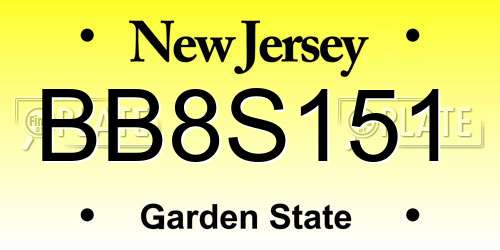 BB8S151 New Jersey License Plate