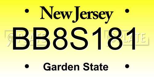 BB8S181 New Jersey License Plate