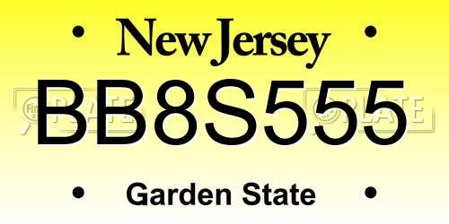 BB8S555 New Jersey License Plate
