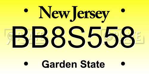 BB8S558 New Jersey License Plate