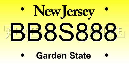 BB8S888 New Jersey License Plate