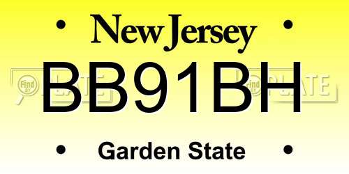 BB91BH New Jersey License Plate
