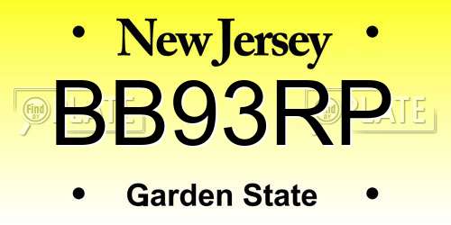BB93RP New Jersey License Plate