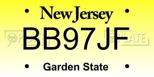 BB97JF New Jersey License Plate