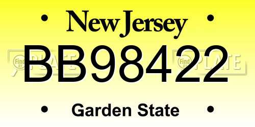BB98422 New Jersey License Plate