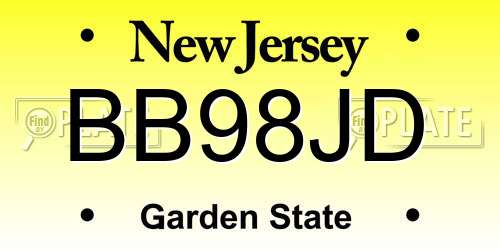 BB98JD New Jersey License Plate