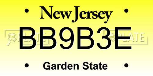 BB9B3E New Jersey License Plate