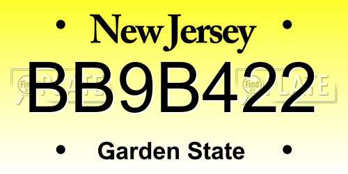 BB9B422 New Jersey License Plate