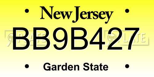 BB9B427 New Jersey License Plate
