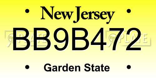 BB9B472 New Jersey License Plate