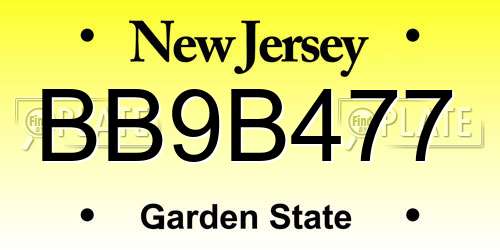 BB9B477 New Jersey License Plate