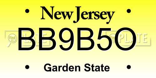BB9B5O New Jersey License Plate