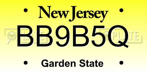 BB9B5Q New Jersey License Plate