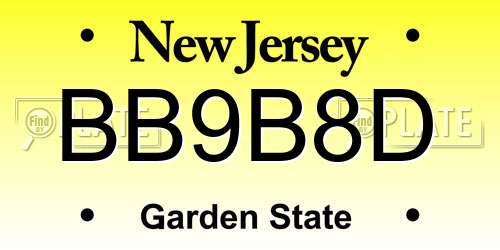 BB9B8D New Jersey License Plate