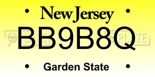 BB9B8Q New Jersey License Plate