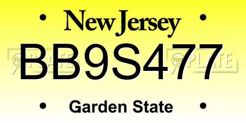 BB9S477 New Jersey License Plate