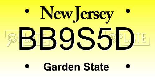 BB9S5D New Jersey License Plate