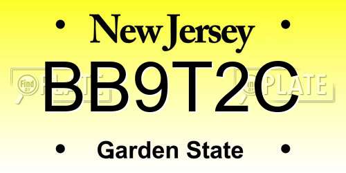 BB9T2C New Jersey License Plate