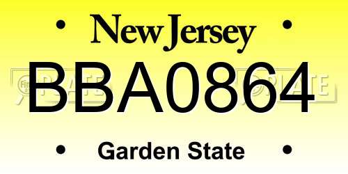 BBA0864 New Jersey License Plate