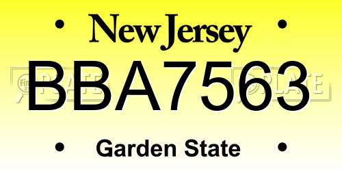 BBA7563 New Jersey License Plate