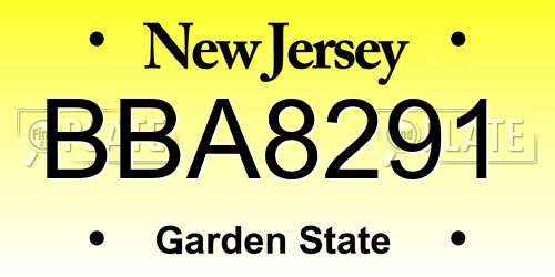 BBA8291 New Jersey License Plate
