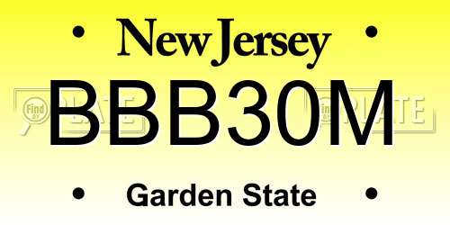 BBB30M New Jersey License Plate